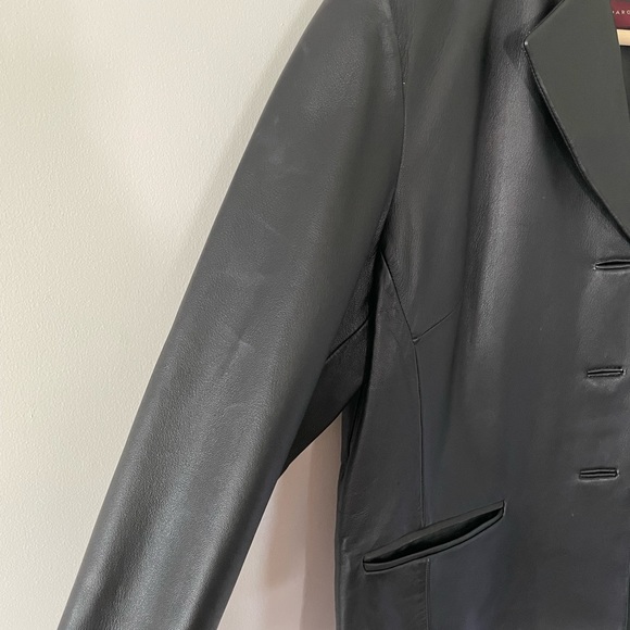 Margaret Godfrey Classic Black Leather Jacket with Button Front - Picture 9 of 9